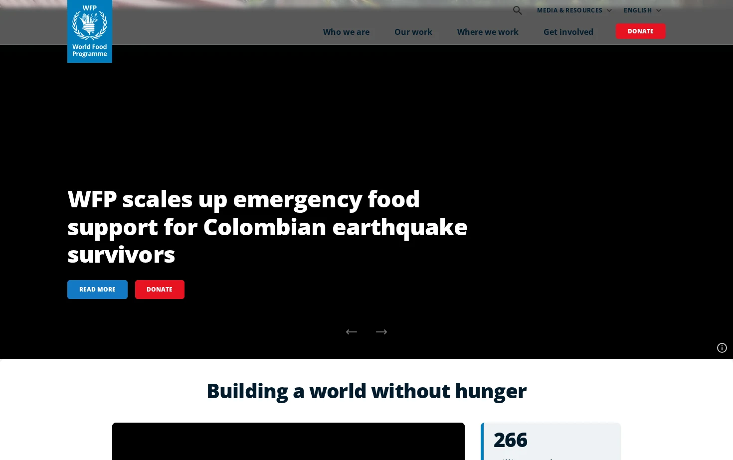 UN World Food Programme (WFP) 页面快照